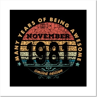 Born In November 1981 Vintage Shirt ,38th Years Old Shirts,Born In 1981,38th Anniversary 1981 Gift, Posters and Art